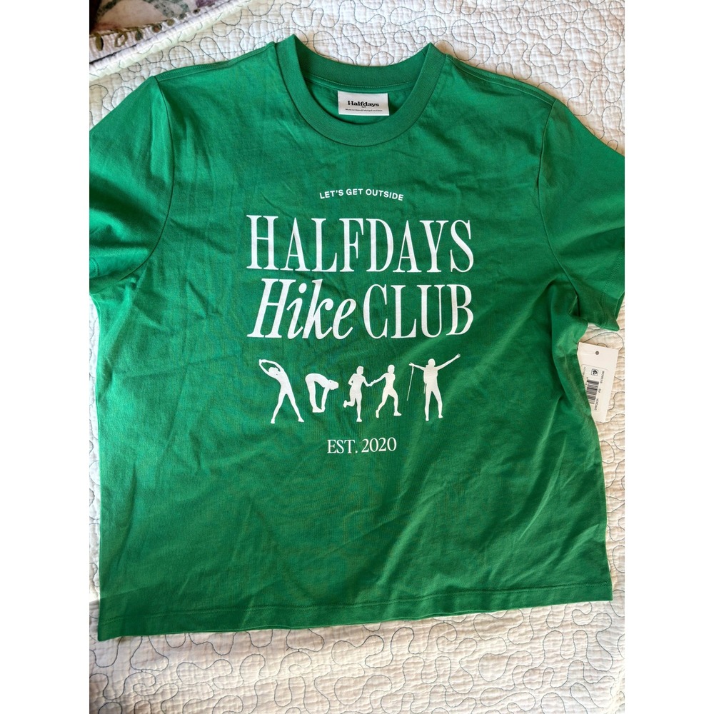 Halfdays Hike Club Green Short Sleeve Crew‎ Neck Shirt Womens Small